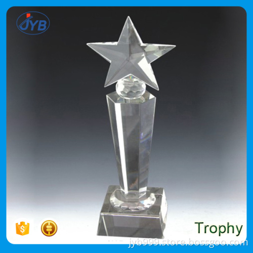 high quality customized logo 3d crystal star shaped top trophy